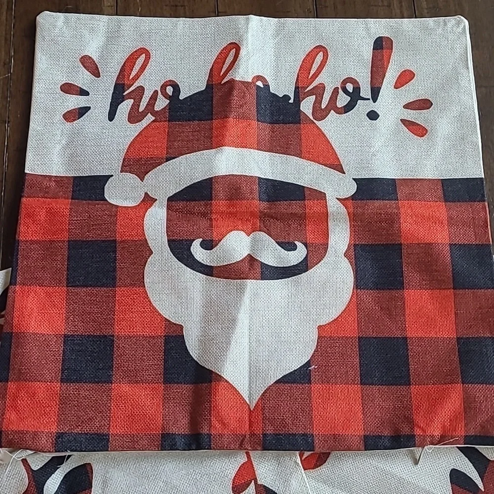 Christmas Buffalo Plaid Santa Reindeer Pillow covers Pack of 3